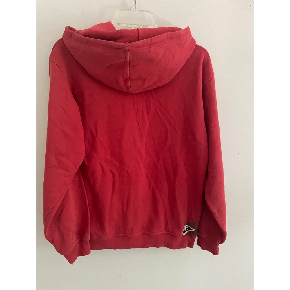 Vintage Y2k Quiksilver Mens Red Zip Up Hoodie Sweatshirt Distressed Logo Size 14 - Picture 3 of 11